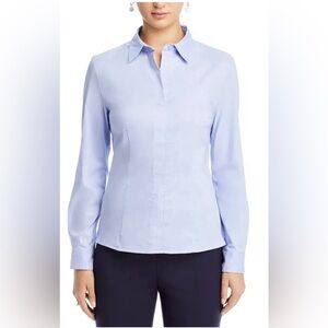 BOSS Women Point Collar Shirt in Light Blue Size 4